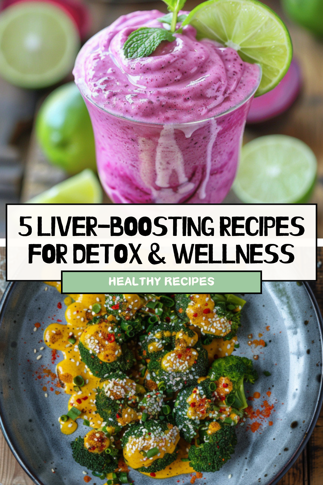 5 liver-boosting recipes for detox and wellness, showcasing healthy ingredients and vibrant dishes