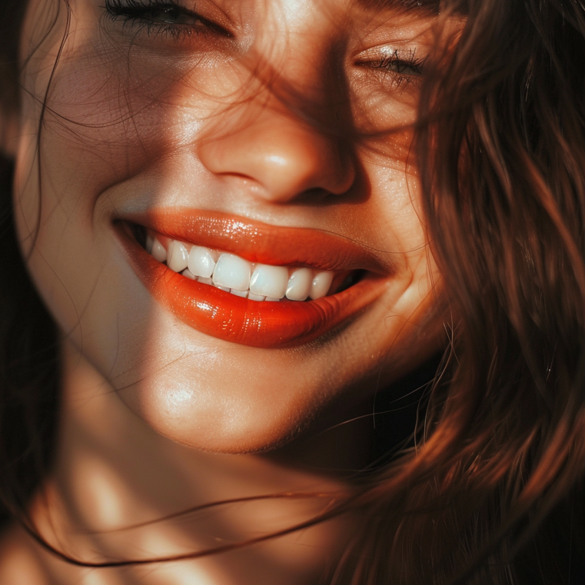 Woman with glowing, healthy skin enjoying a natural, radiant complexion