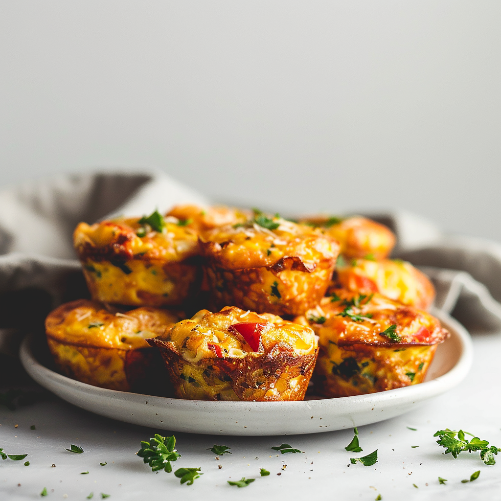 Meal prep-friendly egg muffins with vegetables, perfect for a quick, high-protein breakfast