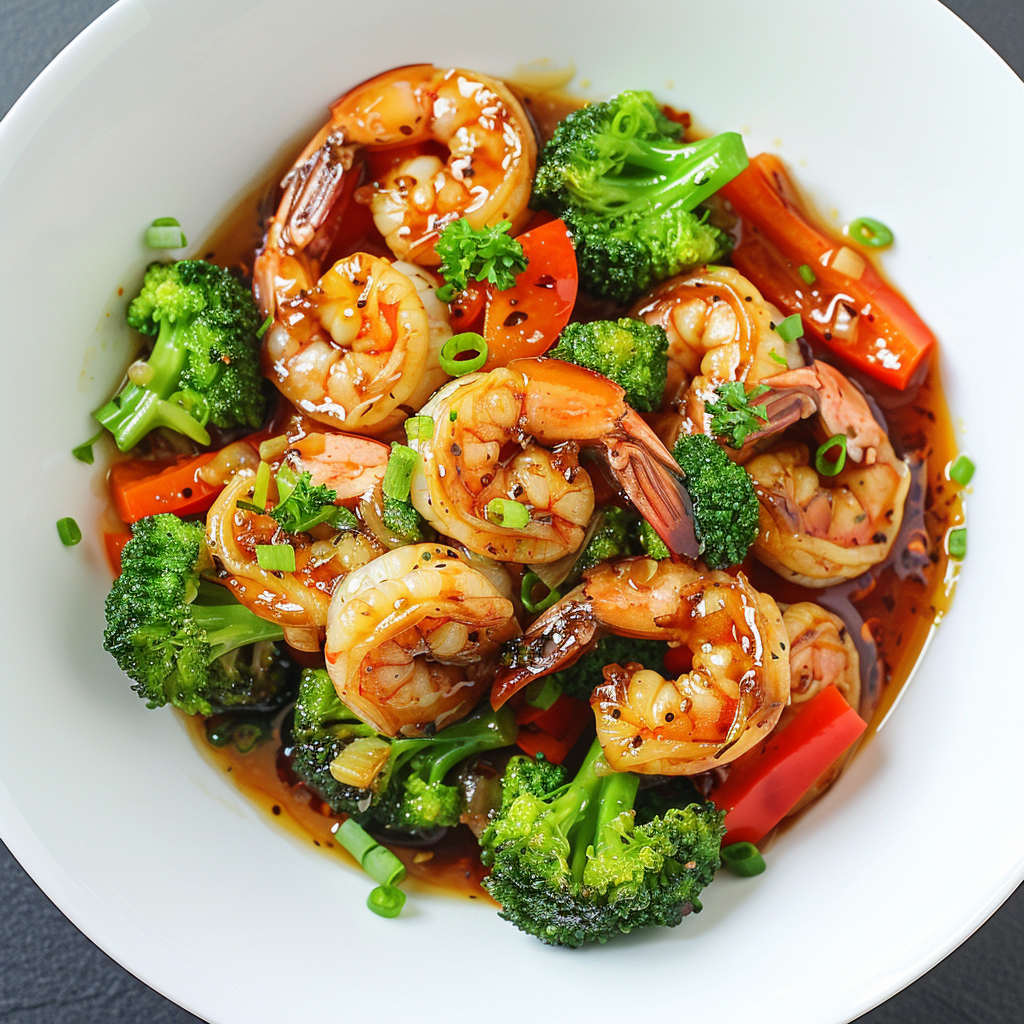 Quick 15-minute garlic shrimp stir-fry with vegetables, perfect for a healthy dinner