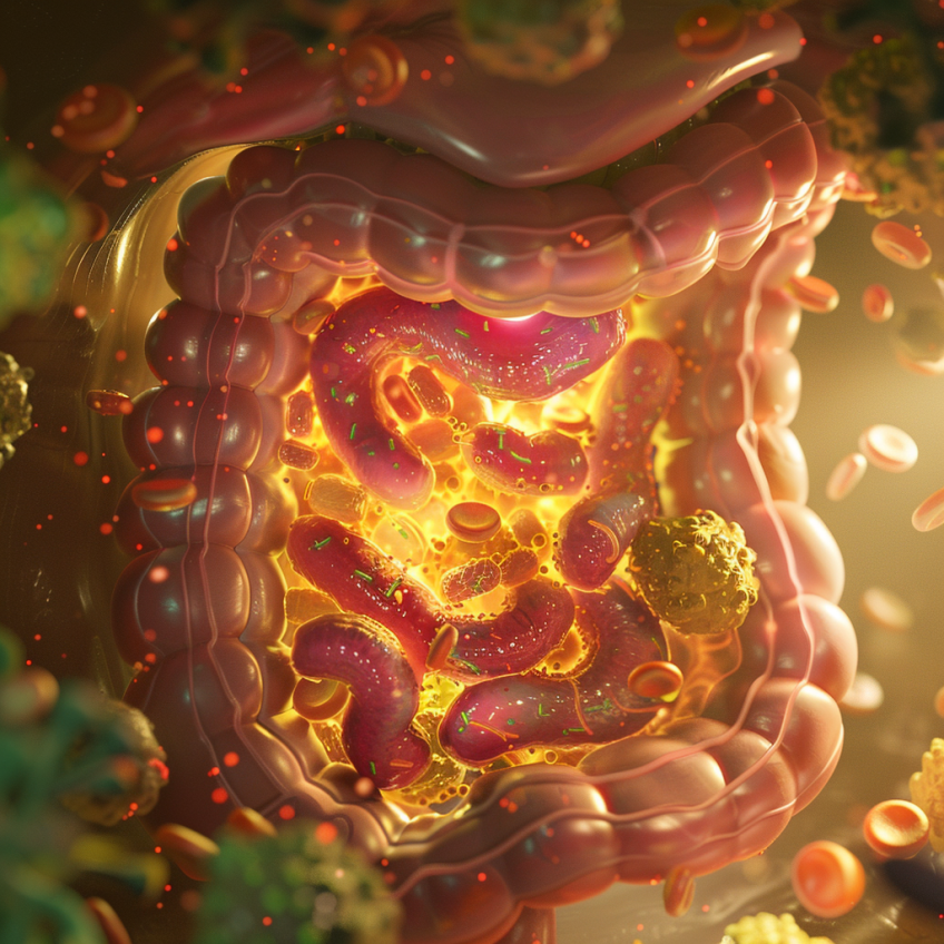 Probiotics aiding digestion in the gut