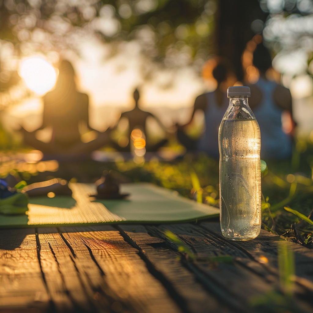 A person walking outdoors under the morning sun, promoting healthy habits like walking, hydration, and stress management for long-term success